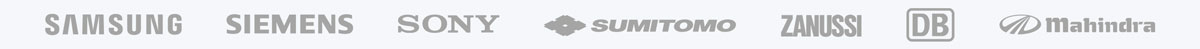 Our Customers Samsung, Siemens, Sony, Sumitomo Construction, Zanussi Elettromeccanica, Deutsche Bahn, Mahindra & Mahindra